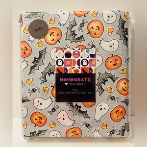 Novogratz Full Size Halloween 100% Cotton Sheet Set Pumpkin Bat Ghost Candy
